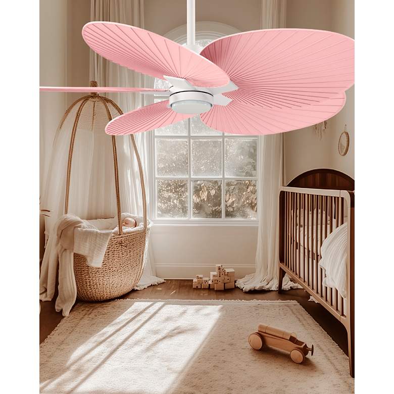 Image 4 Alessandra Tropical 48"Matte White LED Ceiling Fan w/Light Pink Blades more views