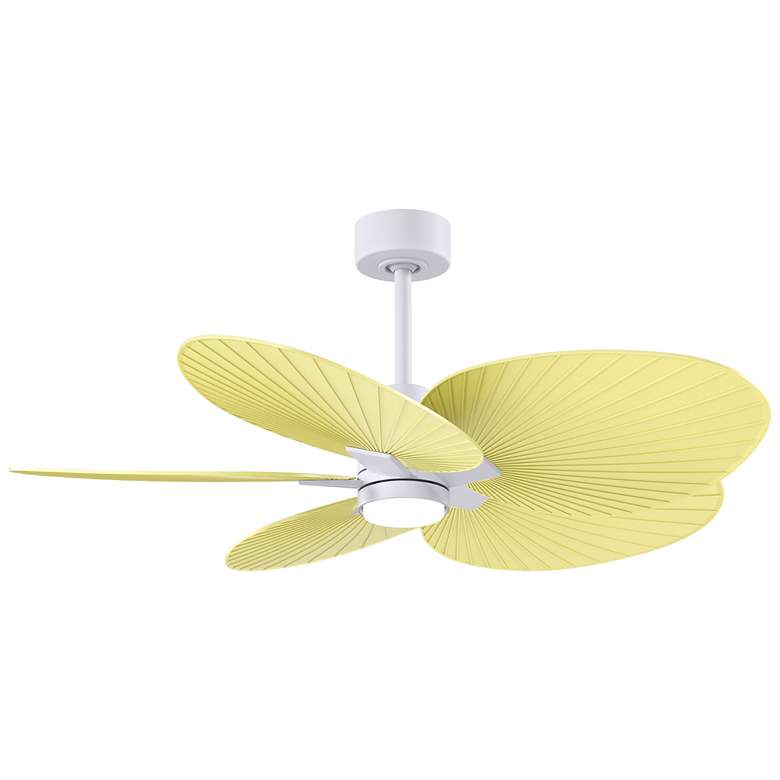 Image 1 Alessandra Tropical 48"Matte White LED Ceiling Fan w/LightYellowBlades