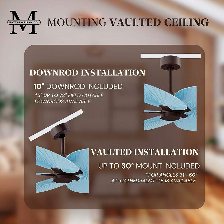 Image 6 Alessandra Tropical 48"Textured Bronze Ceiling Fan w/Light Blue Blades more views