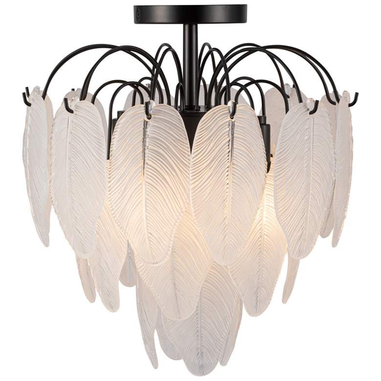 Image 1 Alessia 13.6" Wide 4-Light Black Semi Flush Mount w/ White Shade