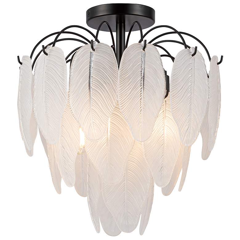 Image 2 Alessia 13.6" Wide 4-Light Black Semi Flush Mount w/ White Shade more views