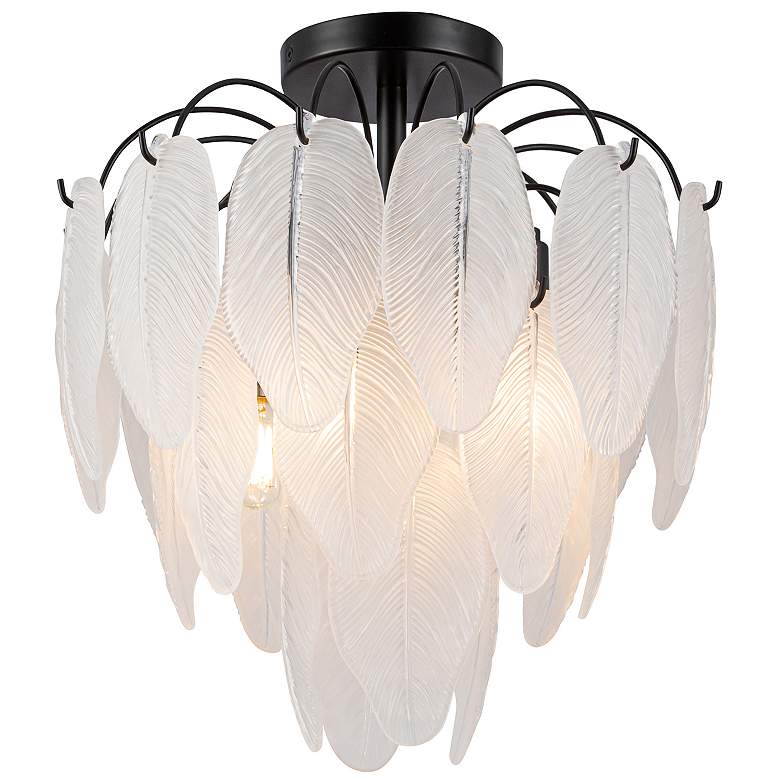Image 3 Alessia 13.6" Wide 4-Light Black Semi Flush Mount w/ White Shade more views