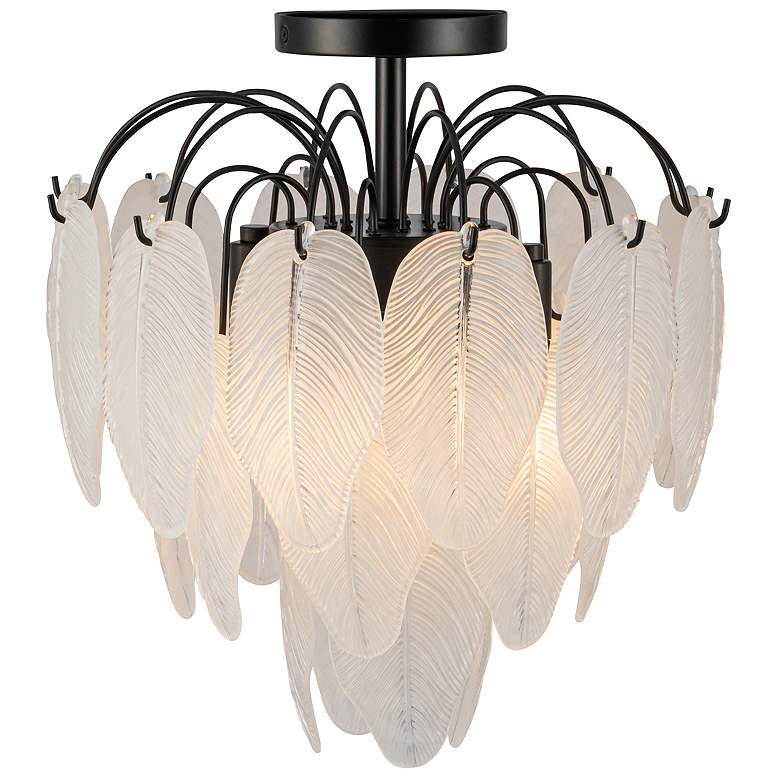 Image 4 Alessia 13.6" Wide 4-Light Black Semi Flush Mount w/ White Shade more views