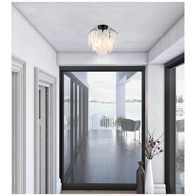 Image 6 Alessia 13.6" Wide 4-Light Black Semi Flush Mount w/ White Shade more views