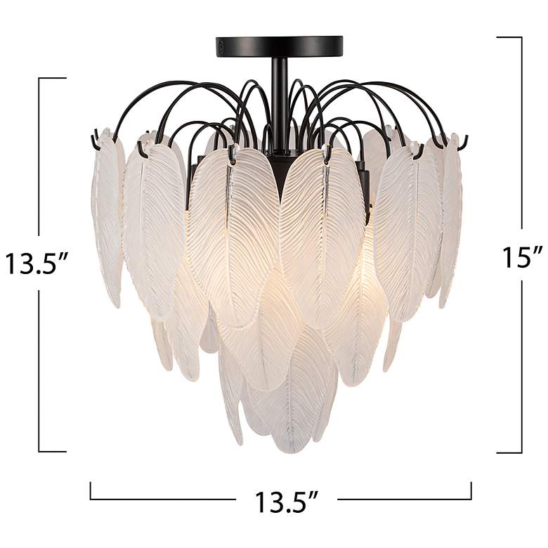 Image 7 Alessia 13.6" Wide 4-Light Black Semi Flush Mount w/ White Shade more views