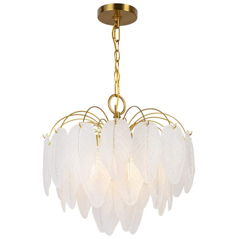 Image 1 Alessia 16.5" Wide 4-Light Brushed Brass Chandelier With White Glass S