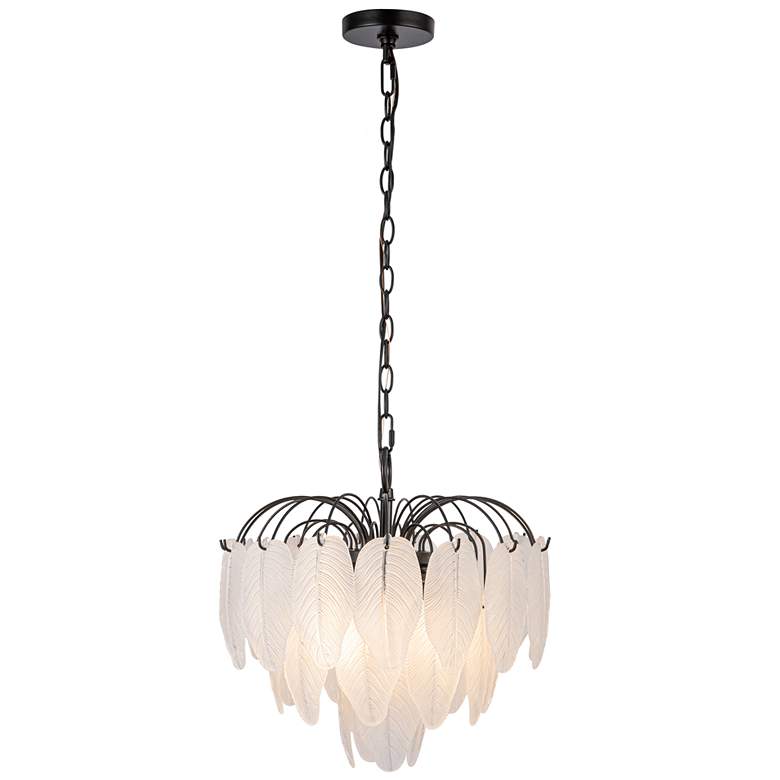 Image 1 Alessia 16.5" Wide 4-Light Black Chandelier w/ White Shade