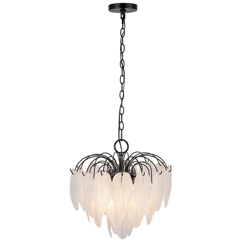 Image 2 Alessia 16.5" Wide 4-Light Black Chandelier w/ White Shade more views