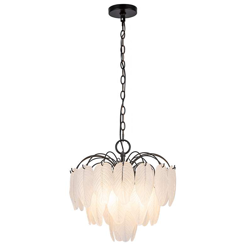Image 3 Alessia 16.5" Wide 4-Light Black Chandelier w/ White Shade more views