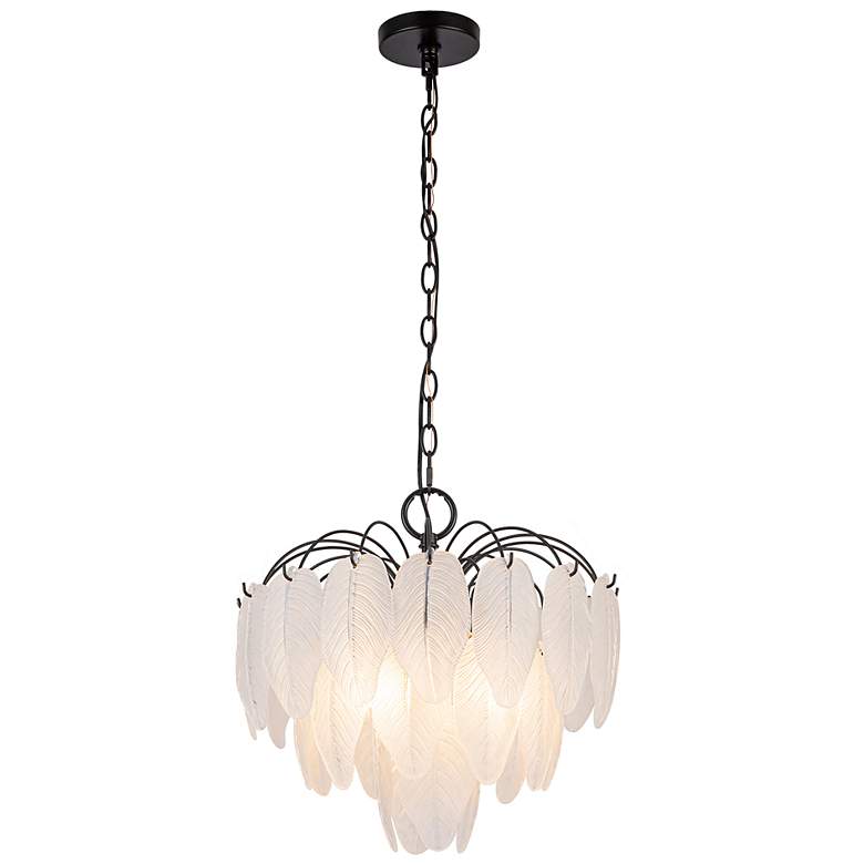 Image 4 Alessia 16.5" Wide 4-Light Black Chandelier w/ White Shade more views