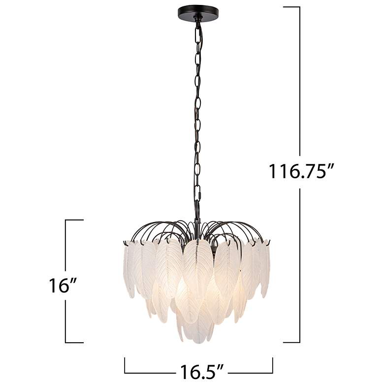 Image 7 Alessia 16.5" Wide 4-Light Black Chandelier w/ White Shade more views