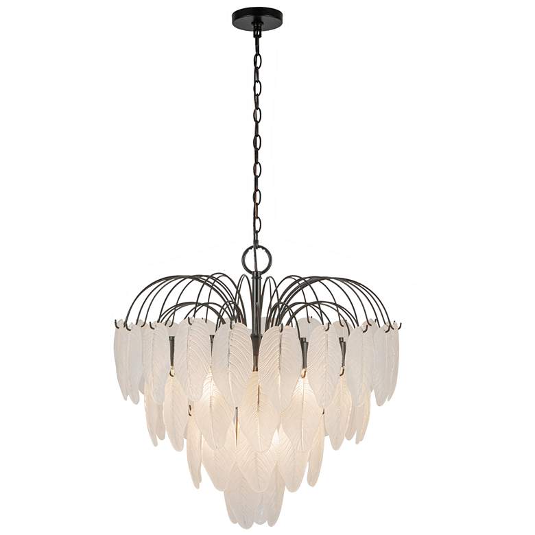 Image 1 Alessia 22.5" Wide 10-Light Black Chandelier w/ White Shade