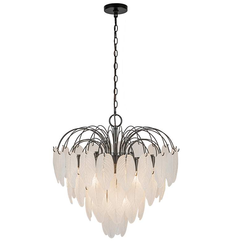 Image 2 Alessia 22.5" Wide 10-Light Black Chandelier w/ White Shade more views