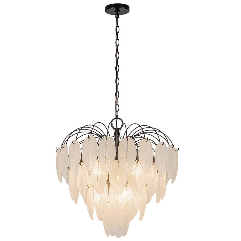 Image 3 Alessia 22.5" Wide 10-Light Black Chandelier w/ White Shade more views