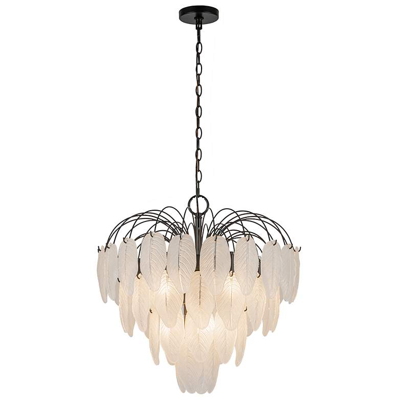 Image 4 Alessia 22.5" Wide 10-Light Black Chandelier w/ White Shade more views