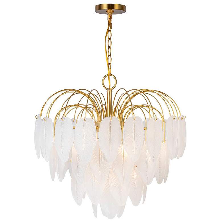 Image 5 Alessia 22.6" Wide 10-Light Brushed Brass Chandelier With White Glass more views