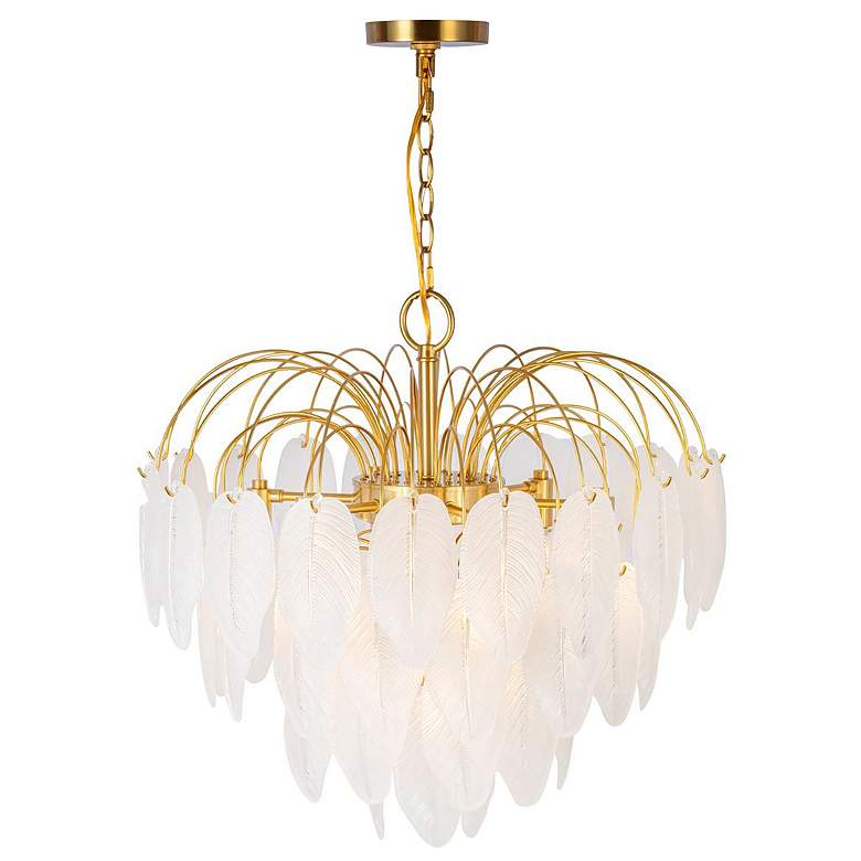 Image 6 Alessia 22.6" Wide 10-Light Brushed Brass Chandelier With White Glass more views