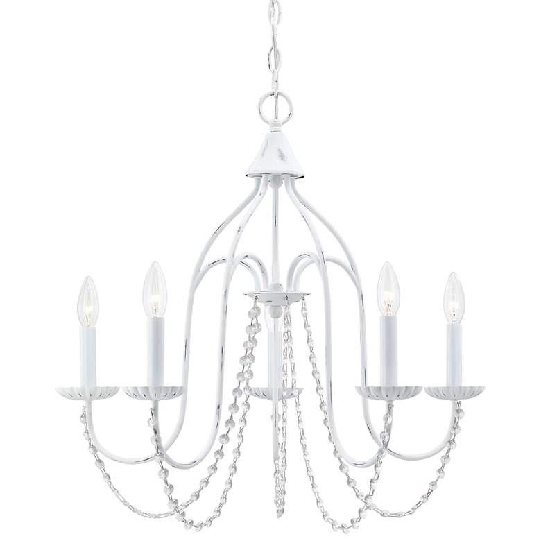 Image 3 Alessia 24" Wide Antique White 5-Light Chandelier