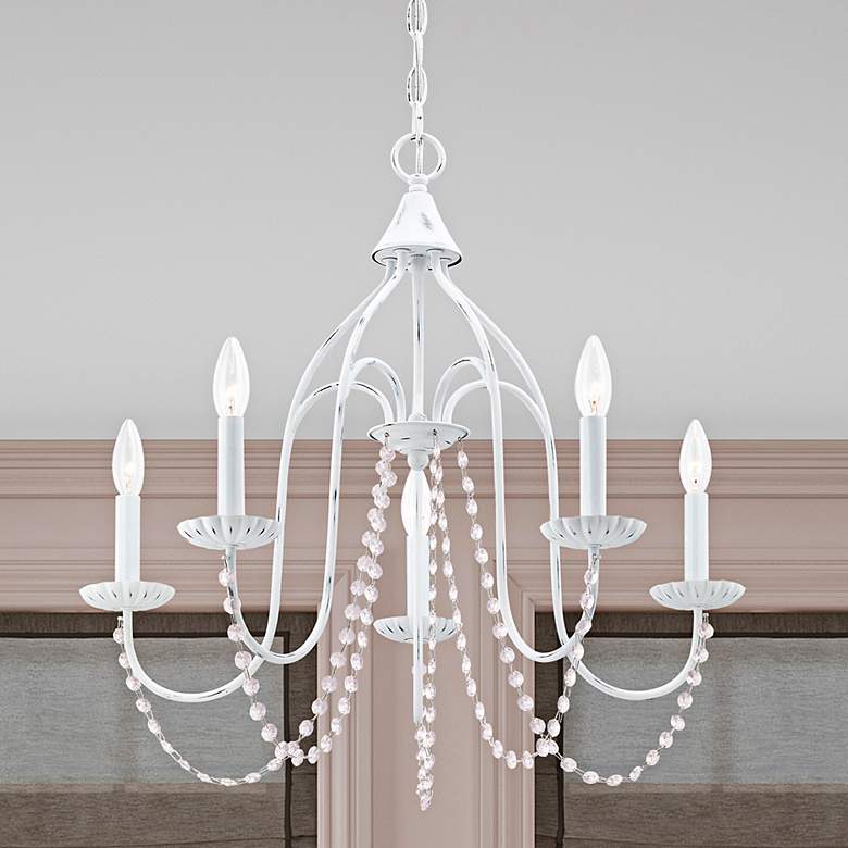 Image 2 Alessia 24" Wide Antique White 5-Light Chandelier