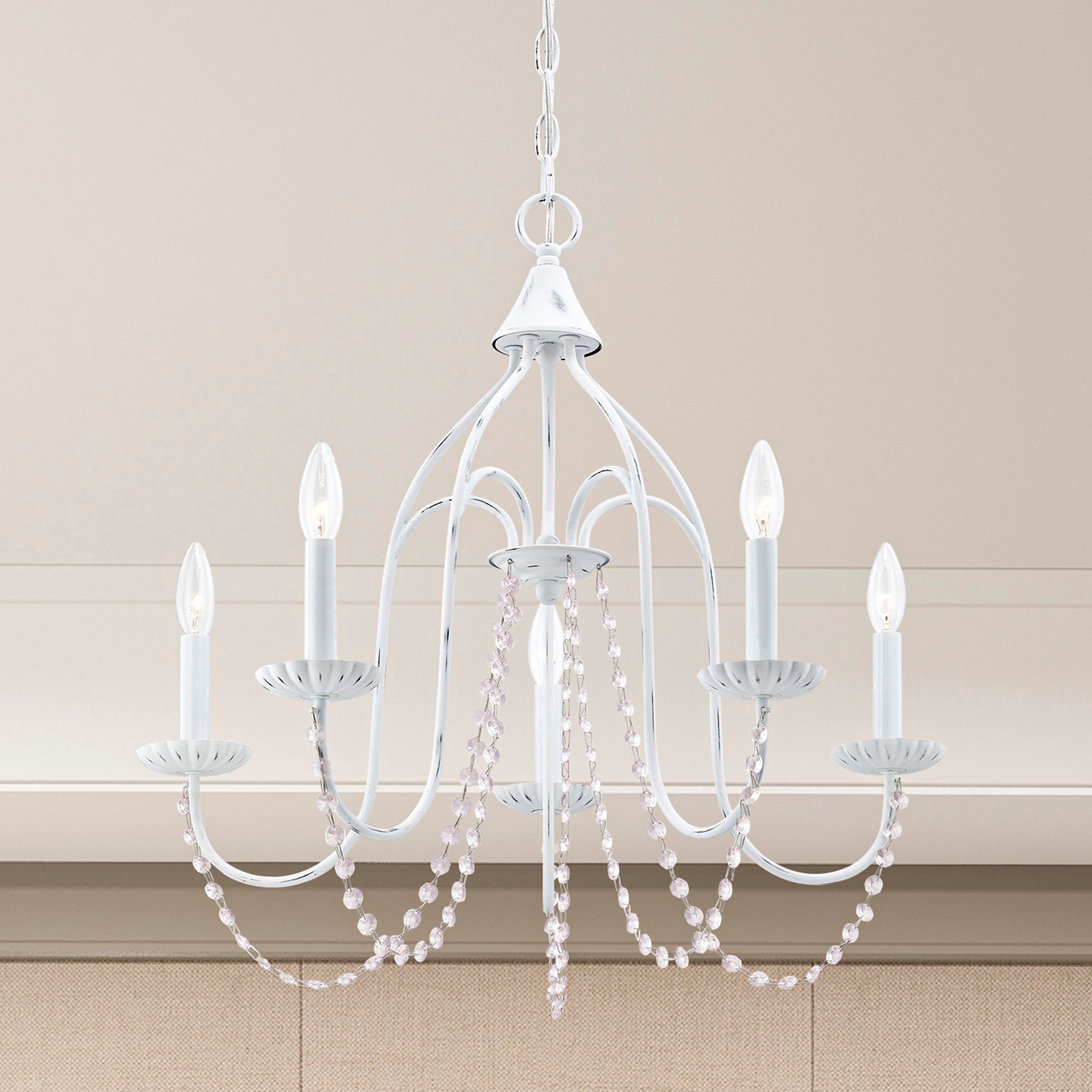Alessia 24" Wide Antique White 5-Light Chandelier in scene