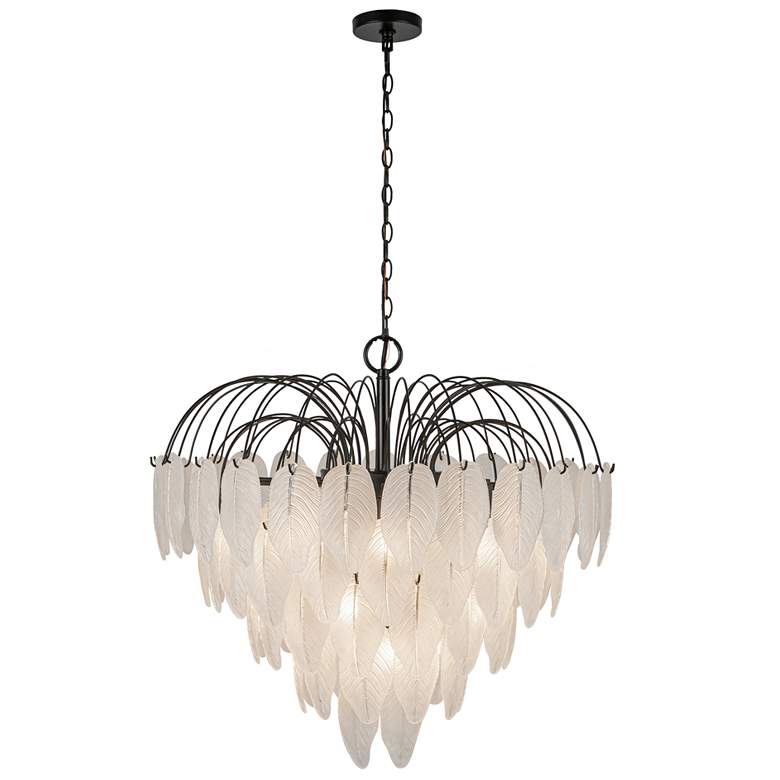 Image 1 Alessia 28.5" Wide 19-Light Black Chandelier w/ White Shade