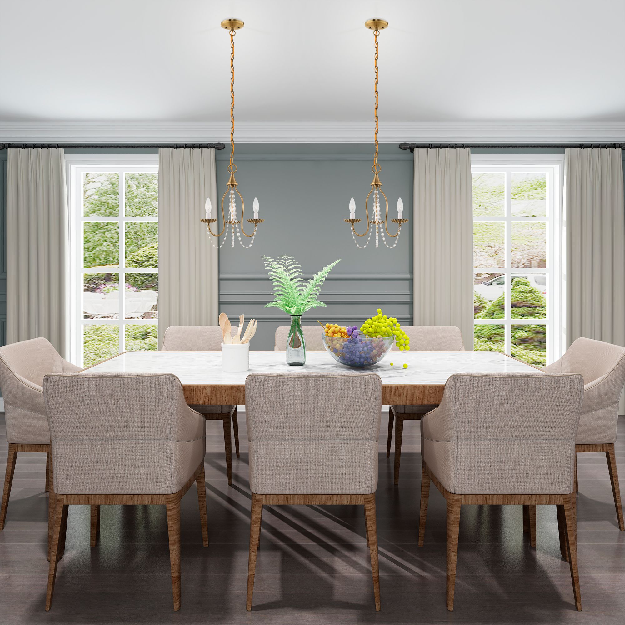 Alessia 3 Light Antique Brass Mini Chandelier