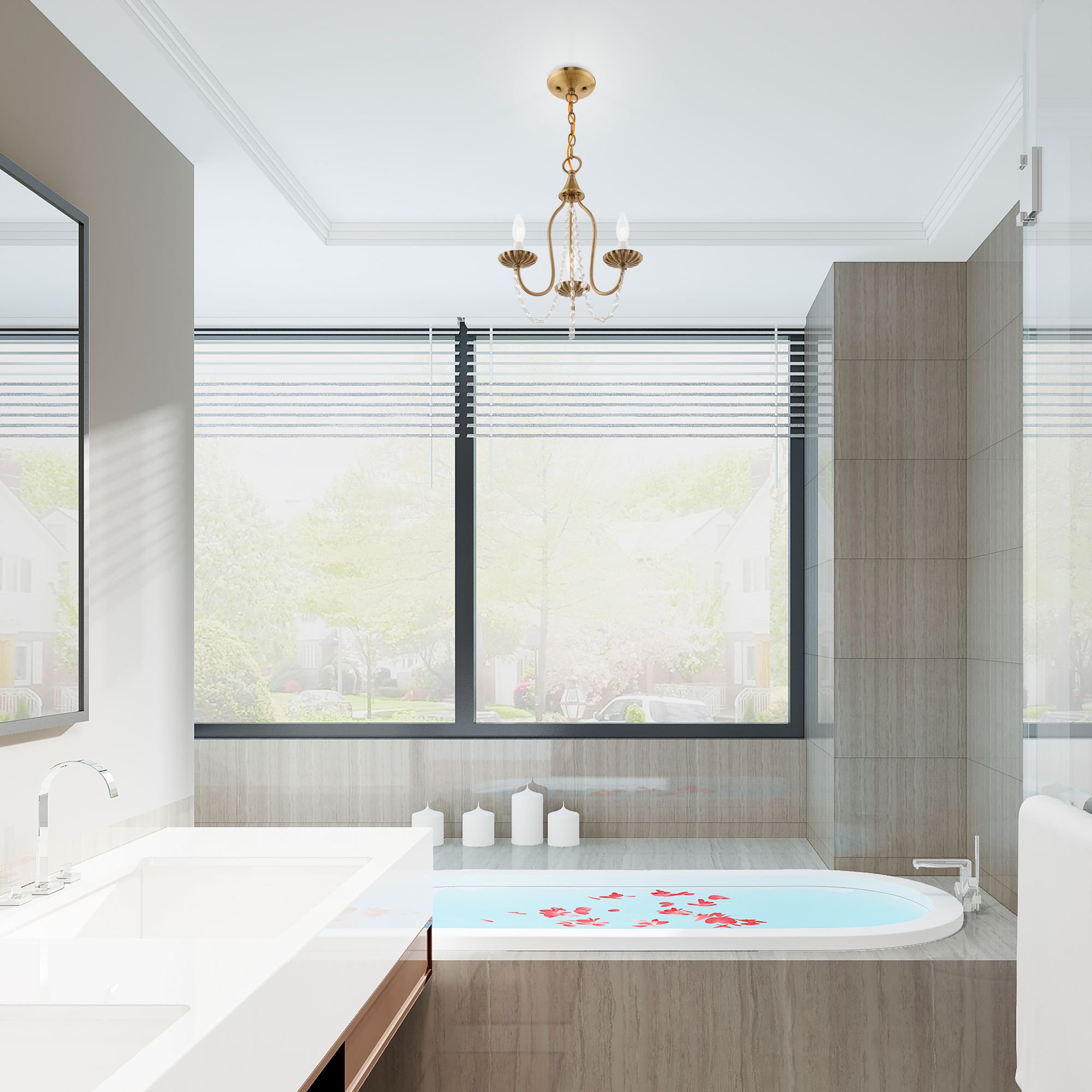 Alessia 3 Light Antique Brass Mini Chandelier