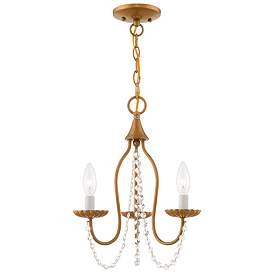 Image1 of Alessia 3 Light Antique Gold Leaf Mini Chandelier