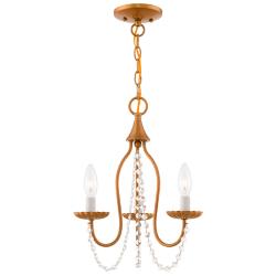 Alessia 3 Light Antique Gold Leaf Mini Chandelier