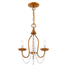 Image5 of Alessia 3 Light Antique Gold Leaf Mini Chandelier more views