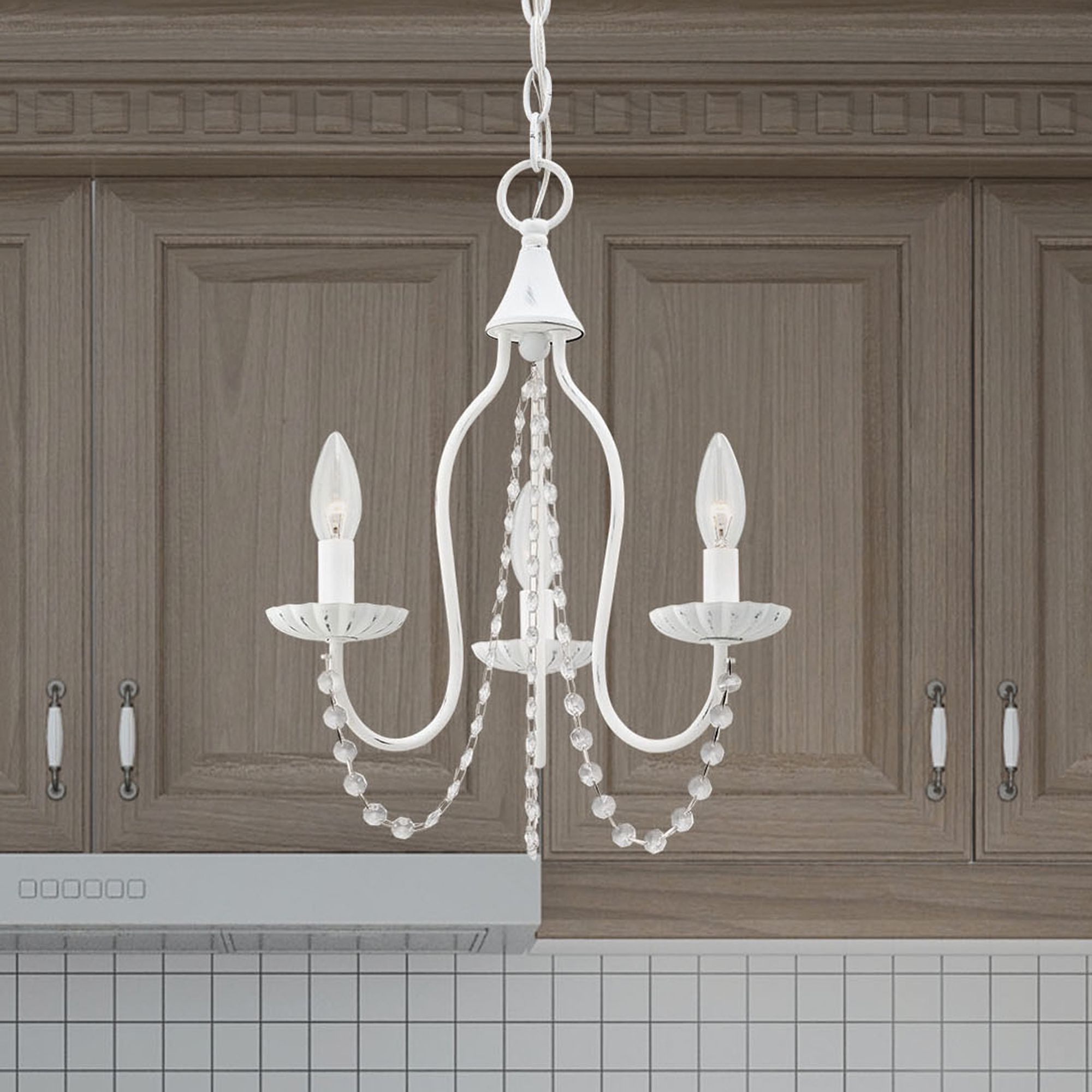 Alessia 3 Light Antique White Mini Chandelier