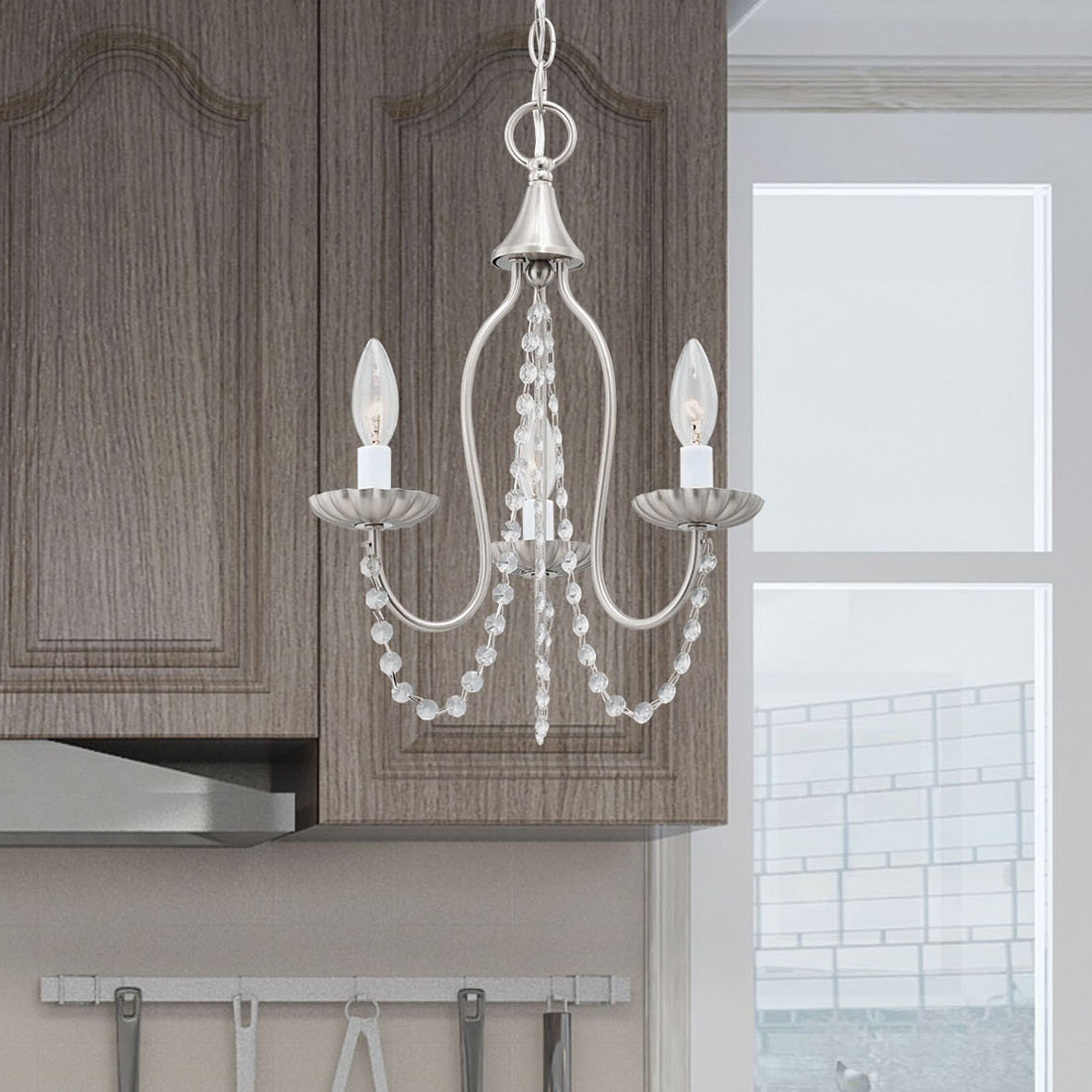 Alessia 3 Light Brushed Nickel Mini Chandelier