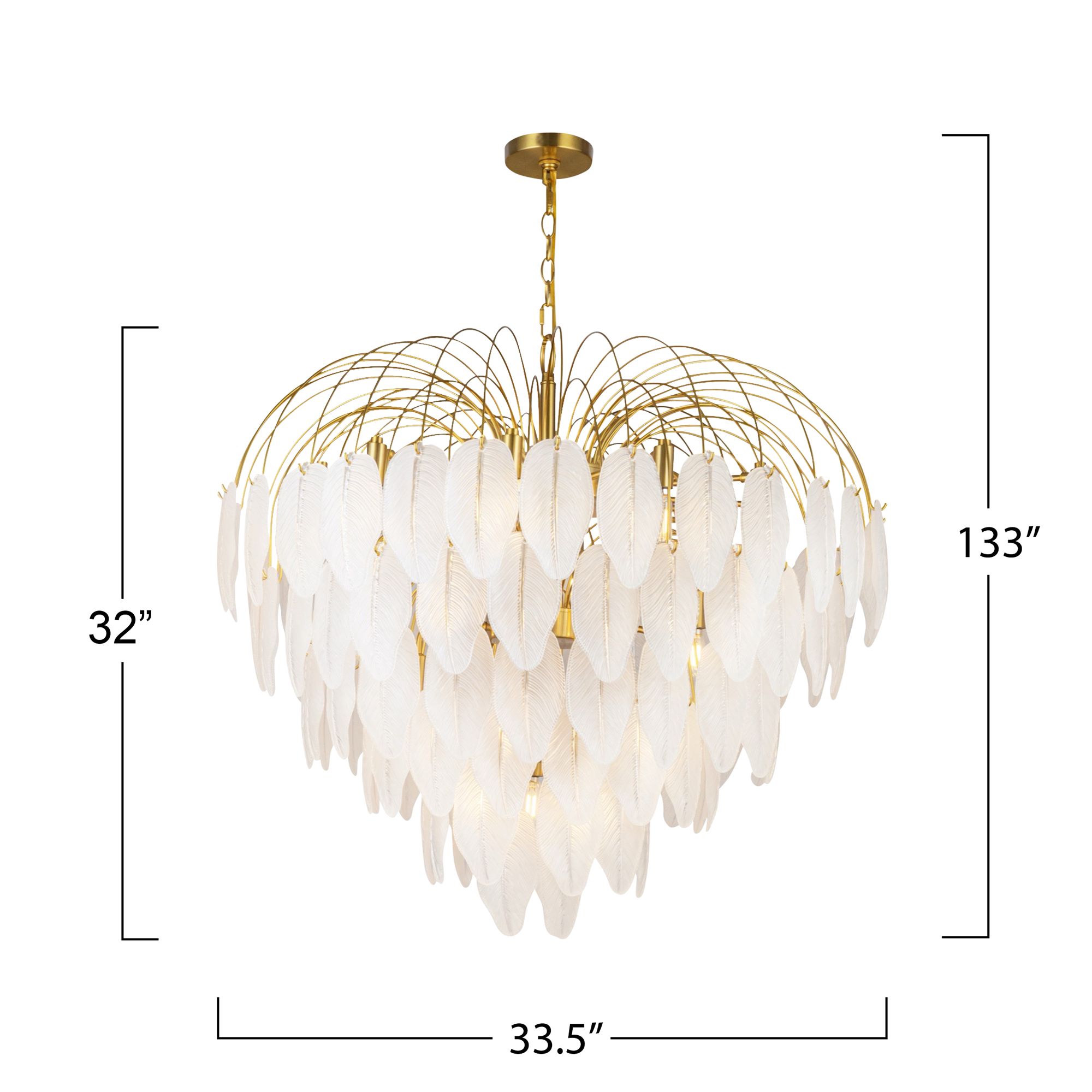 Alessia 33.6" Wide 24-Light Brushed Brass Chandelier With White Glass 