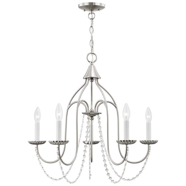 Image 1 Alessia 5 Light Brushed Nickel Chandelier