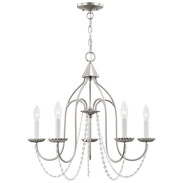 Image 1 Alessia 5 Light Brushed Nickel Chandelier