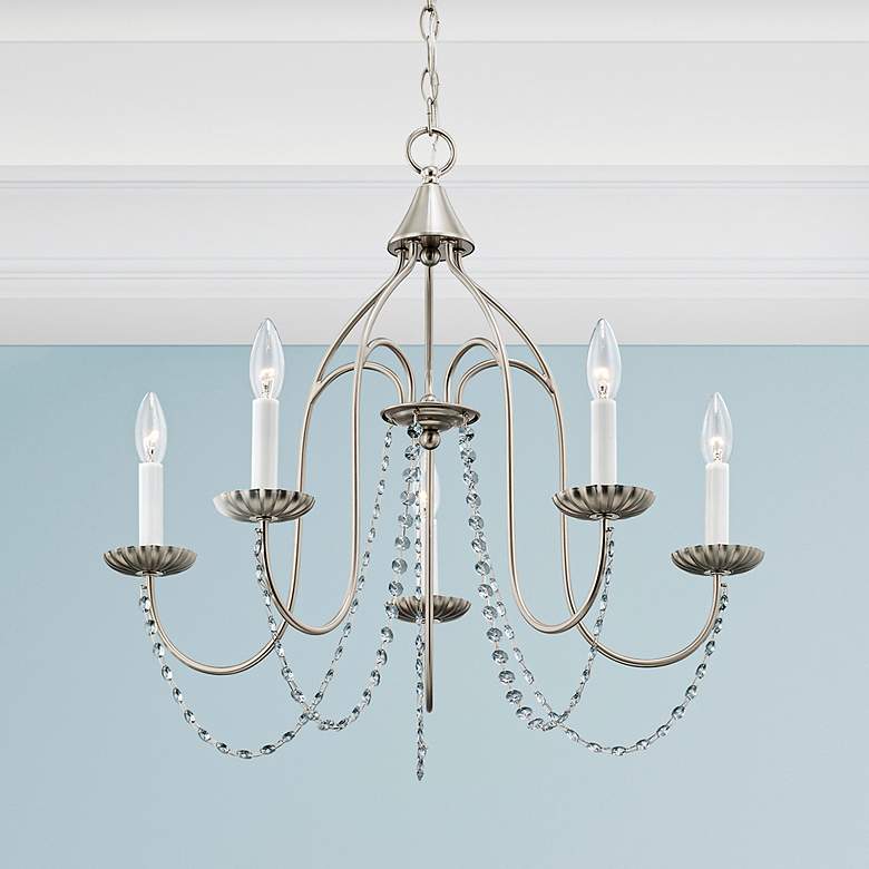 Image 1 Alessia 5 Light Brushed Nickel Chandelier