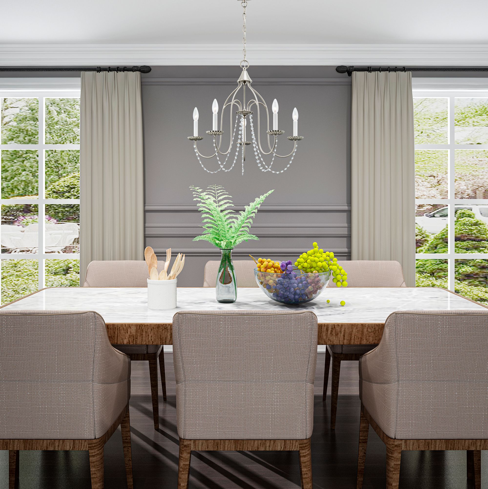 Alessia 5 Light Brushed Nickel Chandelier