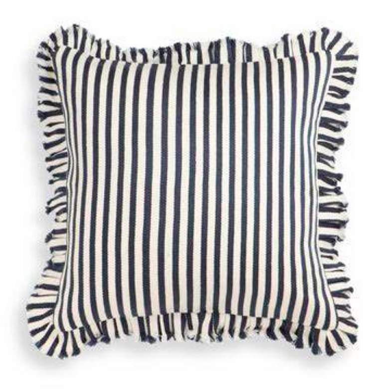 Image 1 Alessia Navy Striped Ruffle 20" Square Accent Pillow