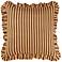 Alessia Taupe Striped Ruffle 20" Square Accent Pillow