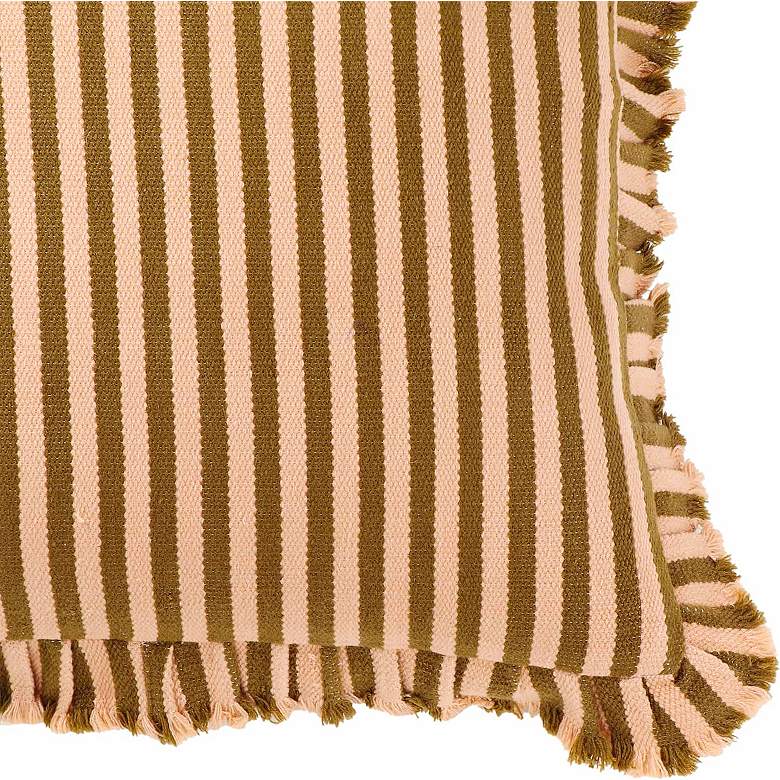 Image 2 Alessia Taupe Striped Ruffle 20" Square Accent Pillow more views