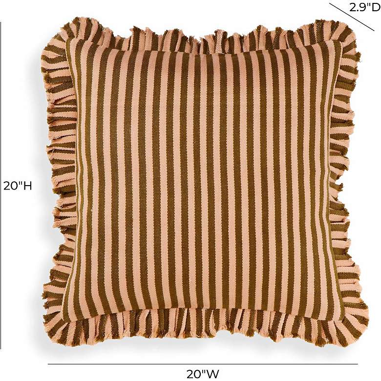 Image 4 Alessia Taupe Striped Ruffle 20" Square Accent Pillow more views