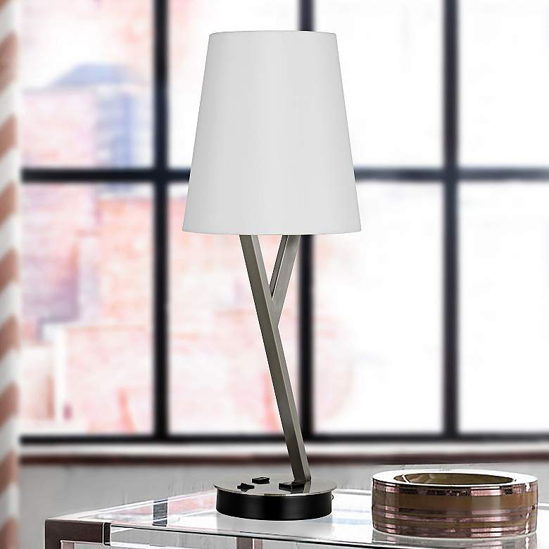 Image 1 Alester Brushed Steel Metal Table Lamp