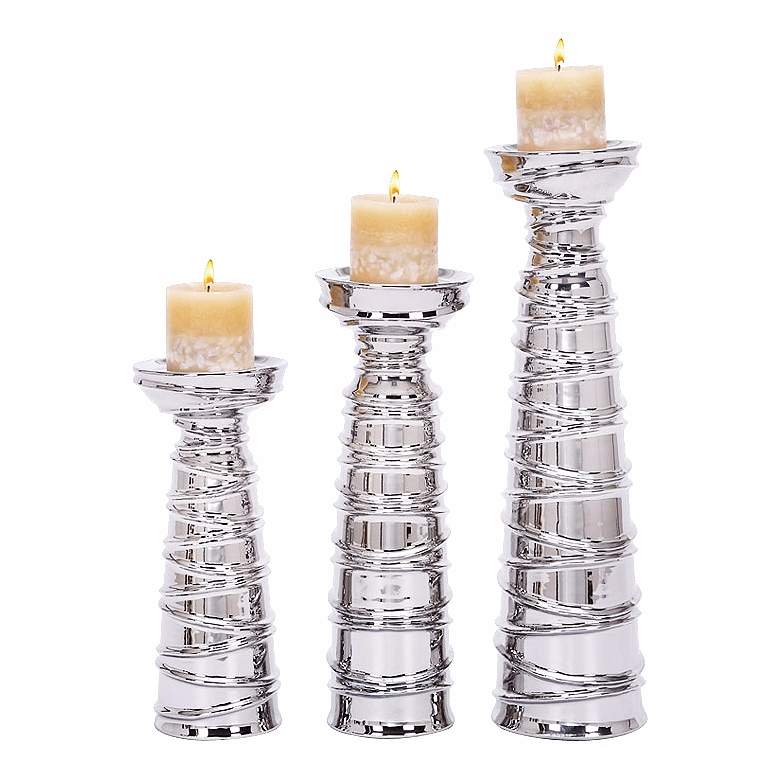 Image 1 Alevia Silver Ceramic Candle Holder Set of 3