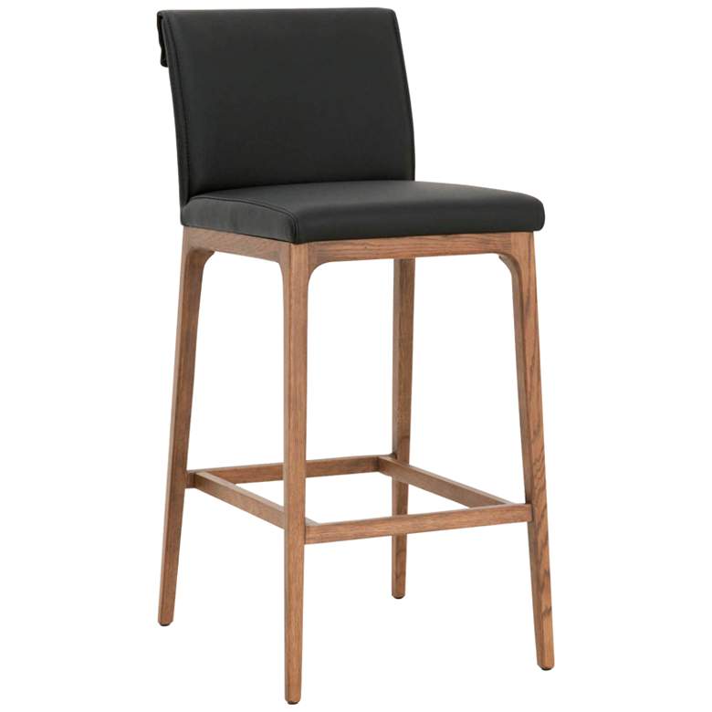 Image 1 Alex 30 1/4" Sable Leather and Walnut Bar Stool