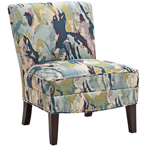 Alex Multi-Color Abstract Fabric Slipper Accent Chair - #3N143 | Lamps Plus