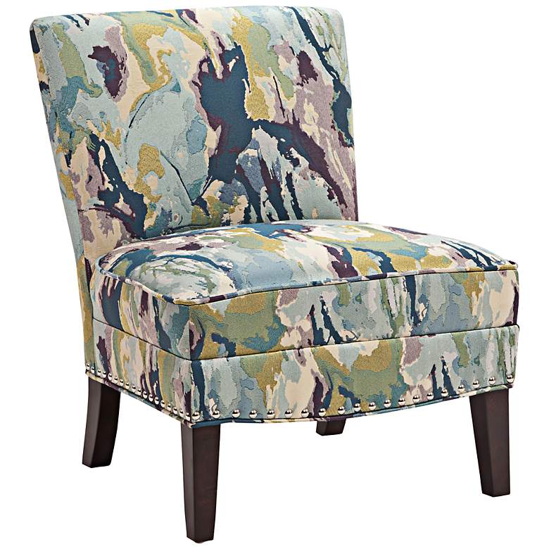 Alex Multi-Color Abstract Fabric Slipper Accent Chair