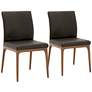 Alex Sable Leather and Walnut Dining Chairs Set of 2