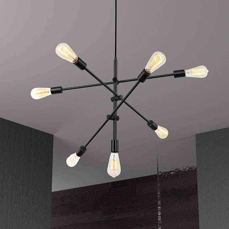 Image 1 Alexa 28" Wide 7 Light Matte Black Adjustable Pendant