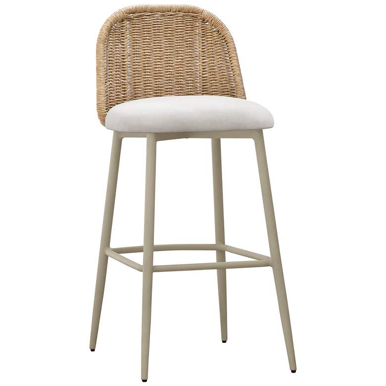 Image 1 Alexa 30" Cream Metal and Wicker Outdoor Bar Stool
