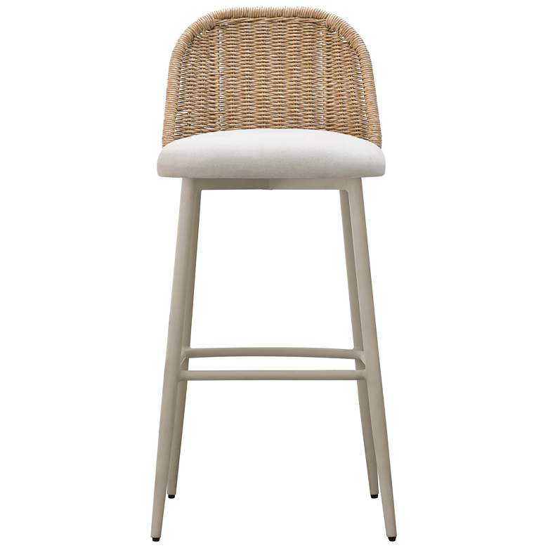 Image 2 Alexa 30" Cream Metal and Wicker Outdoor Bar Stool more views